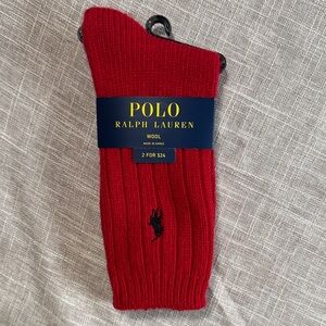 Polo by Ralph Lauren Women's Red Wool Socks NWT